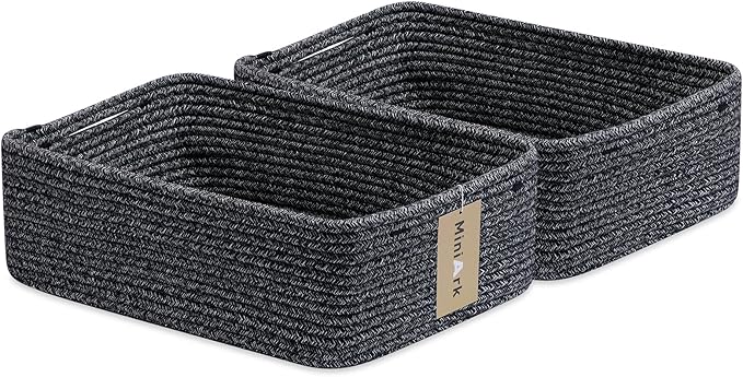 Large Shallow Organizing Baskets 15x11x5.1 Inches by MiniArkStorageBasketsHome