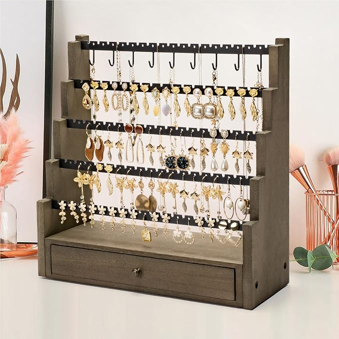 Pinzoveco Earring Organizer, 5 Layer Earring Holder Organizer - Image 2