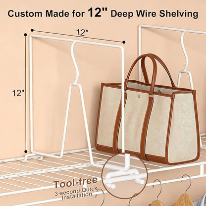 Wire Shelf Dividers for Closet: Clothes, Sweater Organizer, Vertical White - Image 2