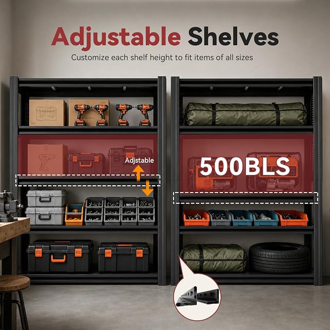 SWAJEC 47" W x 72" H x 24" D Heavy Duty Garage Shelving Unit - Image 5