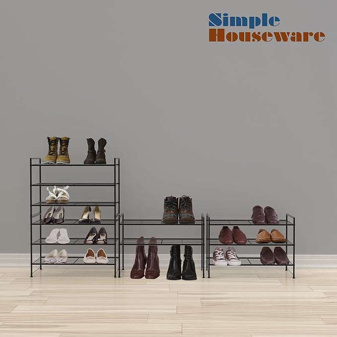 Simple Houseware 3-Tier Stackable Shoes Rack Storage Shelf - Image 5