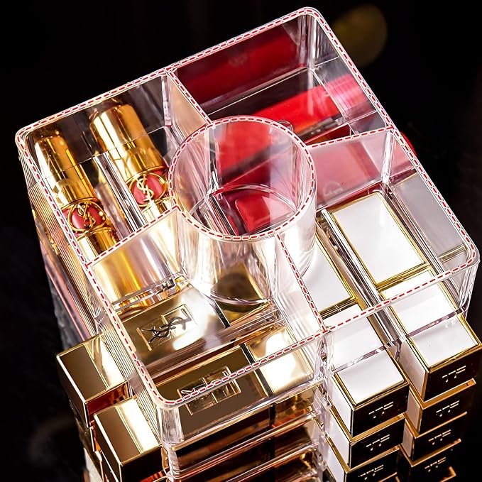 Sooyee 360 Degree Spinning Lipstick Organizer Holder 53 Spaces, Acrylic - Image 3