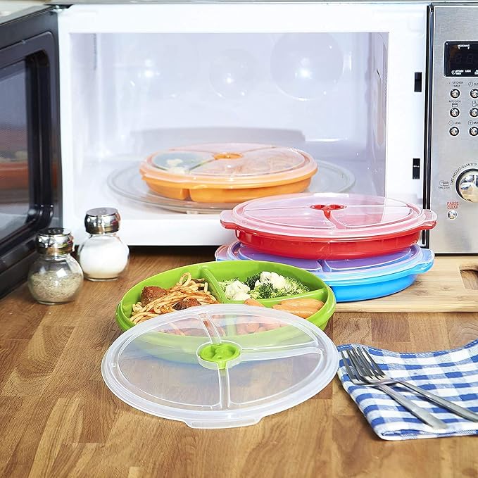 3 pack- Microwave Food Storage Travel Tray Containers - Image 3