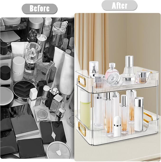 2-Tier Bathroom Counter Organizer Countertop Storage, Dresser Organizer Vanity - Image 3