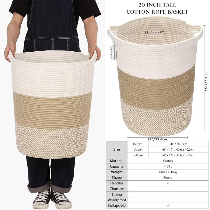 Sea Team Large Size Cotton Rope Woven Storage Basket - Image 6