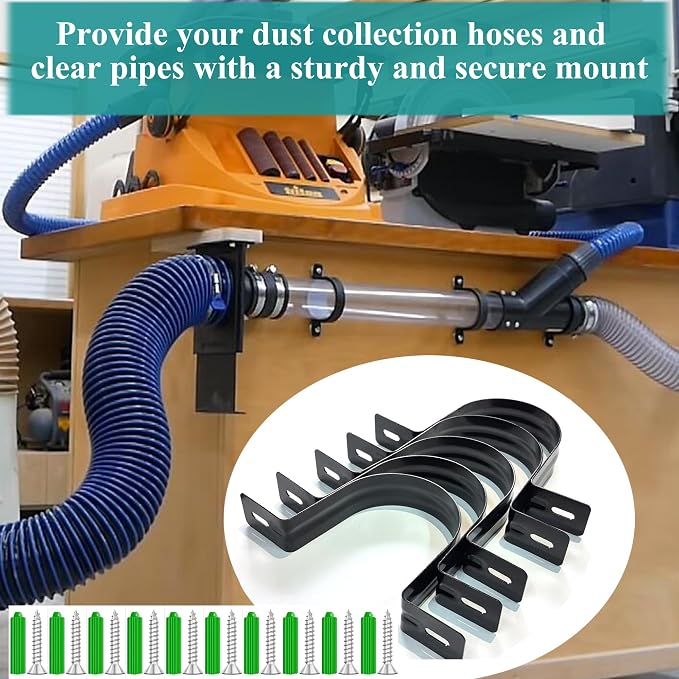 Dust Collection Hose and Pipe Holder Adjustable Hangers Bracket, Don’t Broken - Image 2