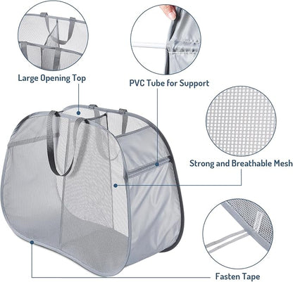 Seiritex Mesh Popup Laundry Hamper 2 Compartment, Collapsible Laundry Sorter - Image 5