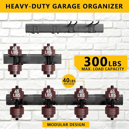 Garage Tool Organizer Wall Mount, 32inch Heavy-Duty Garage Storage System and - Image 2
