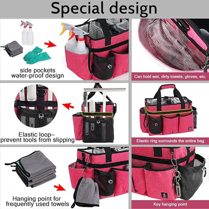 Large Cleaning Caddy Bag Built-in Sturdy Support Board, Cleaning Organizer - Image 3