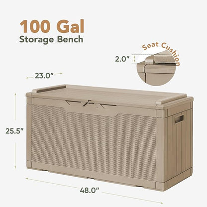 Flamaker Deck Box 98 Gallon Waterproof Resin Storage Box - Image 4