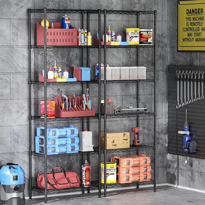 6 Tier Adjustable Storage Shelves, Heavy Duty Metal Utility Shelf 900LBS - Image 2
