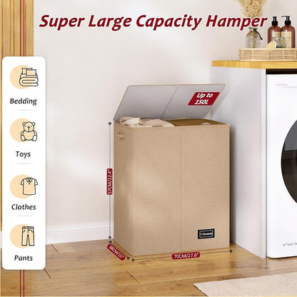 150L Laundry Hamper 2 Section, Large Laundry Hamper - Image 2
