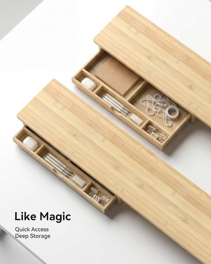 42” Monitor Stand with Large Drawer Keyboard Storage, Bamboo | Dual Computer - Image 4