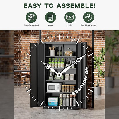 Greenvelly Metal Garage Storage Cabinet, 72” Lockable Storage Cabinet - Image 6