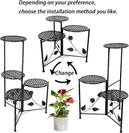 NAKUPE Plant Stand Indoor Outdoor, 4 Tier Corner Metal Flower Display Holder - Image 4