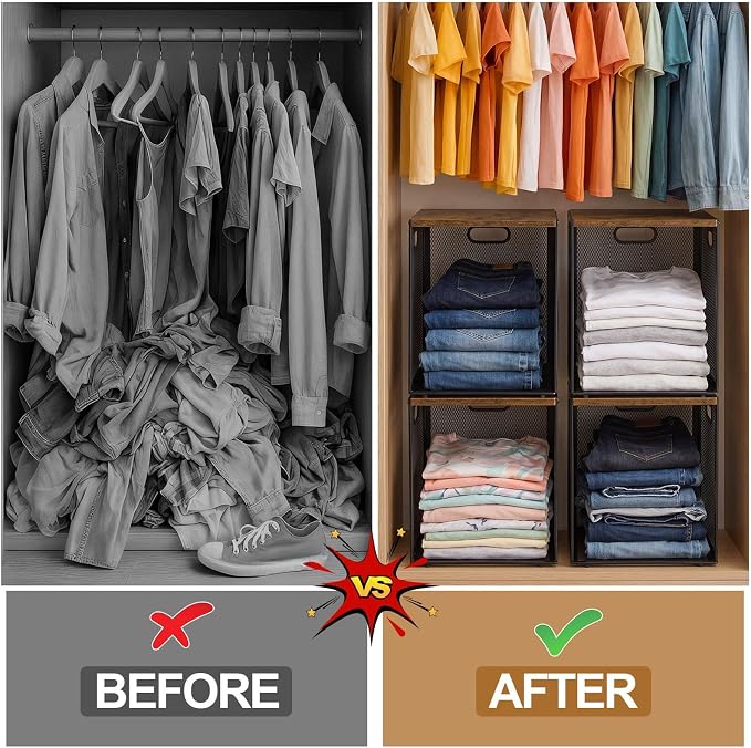 AceOrbit 3 Pcs Heightened Stackable Closet Organizers and Storage - Image 4