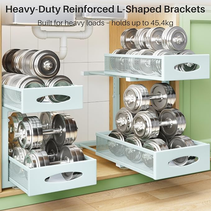 Under Sink Organizer, 2 Tier Pull out Cabinet Organizer Baskets - Image 5