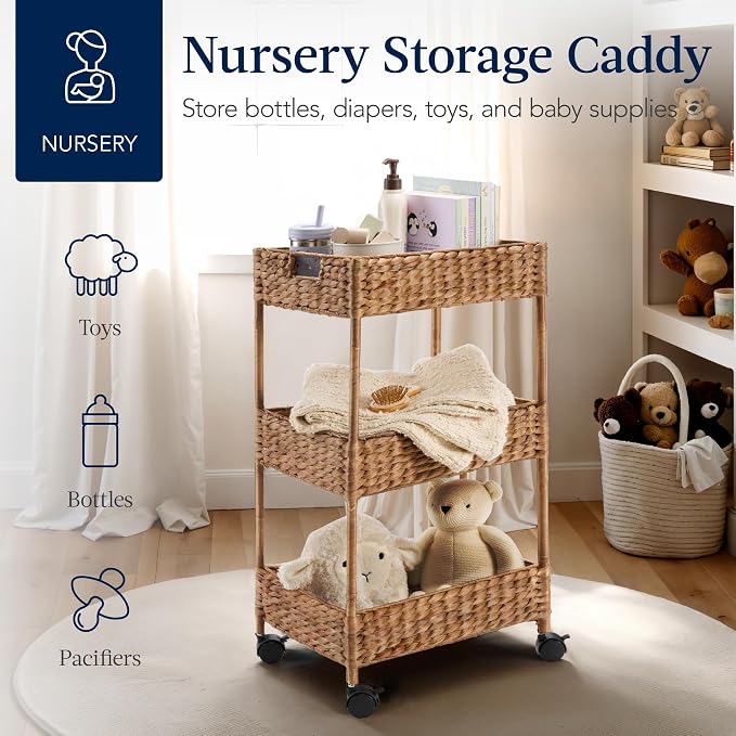 Best Choice Products 3-Tier Water Hyacinth Rolling Nursery Caddy w/Wheels - Image 4