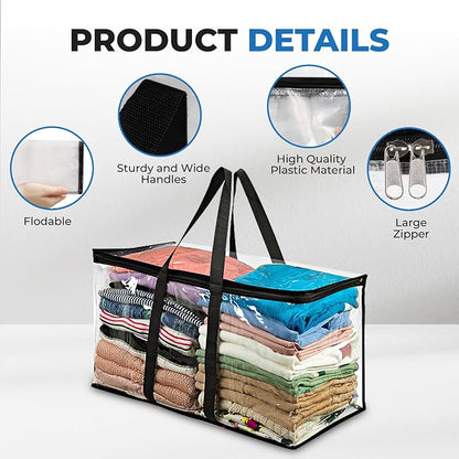 2 Pack Clear Large Moving Bags, Heavy Duty Storage Bags, College Totes - Image 3
