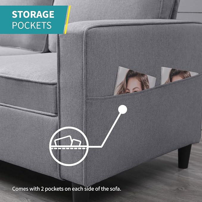 BALUS 78" Living Room Couches Set, 3 Seater Sofa - Image 5