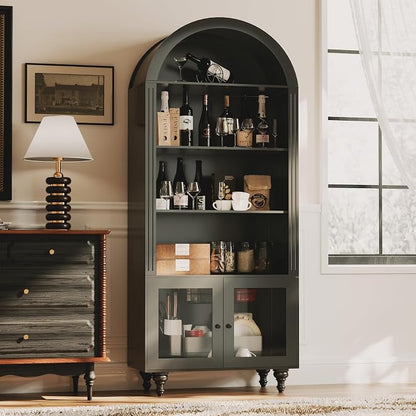 Wooden Arched Bookshelf, 5-Tier Shelf, Farmhouse Storage Display Cabinet - Image 4