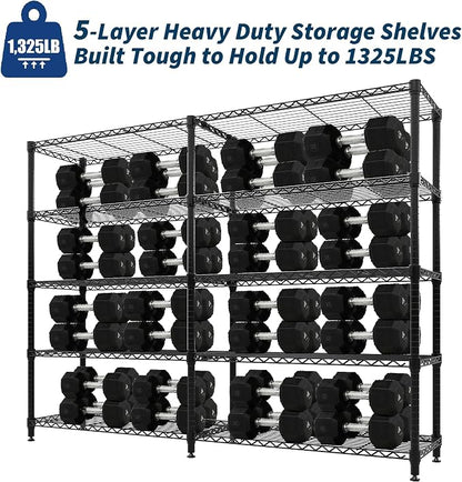 5-Tier Metal Storage Shelves, 1325LBS Load Heavy Duty Adjustable Corner - Image 4