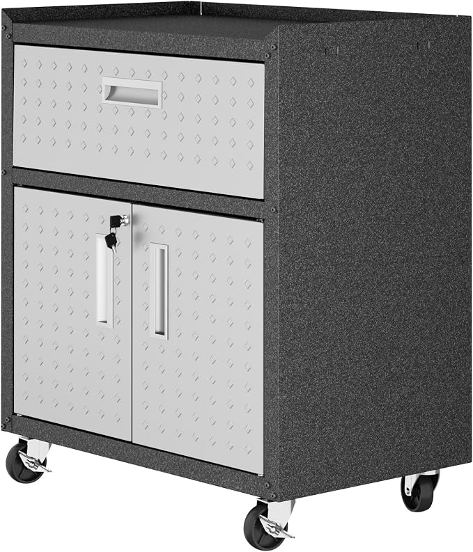 Manhattan Comfort Fortress Textured Metal 31.5" Garage Mobile Cabinet by ManhattanComfort