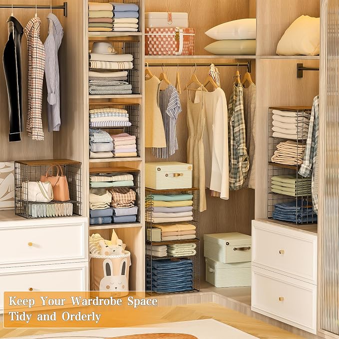 Huxitocan 4-Tier Stackable Closet Organizers and Storage Shelves, Closet - Image 6