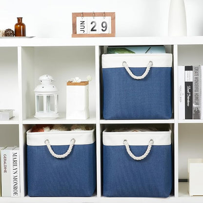 Bidtakay Large Storage Baskets for Shelves 3 Pack Fabric Storage Bins for - Image 5