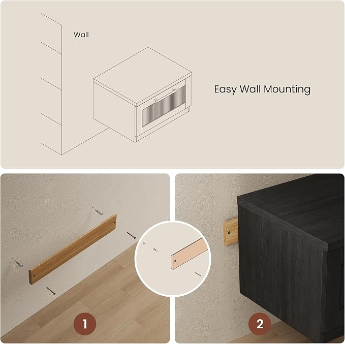 ModernMate Set of 2 Floating Nightstands, Wall Mounted Bedside Tables - Image 8