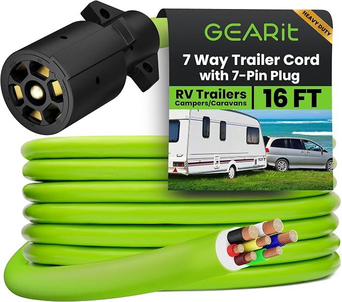 GEARit 7 Way Trailer Cord 7-Pin Plug Weatherproof Heavy Duty Wiring Harness by GEARit