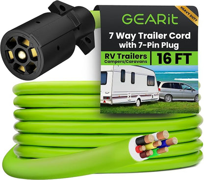GEARit 7 Way Trailer Cord 7-Pin Plug Weatherproof Heavy Duty Wiring Harness by GEARit