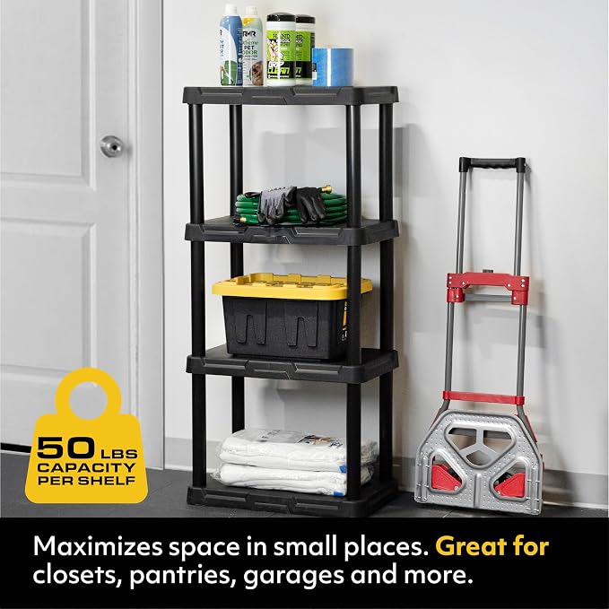 CENTREX 4-Tier Light Duty Plastic Storage Shelves, 50lbs/shelf | Plastic - Image 3
