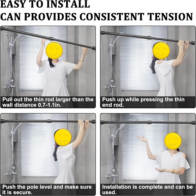 Small Tension Curtain Rods 16 to 28 Inches, Adjustable Expandable Short Shower - Image 5