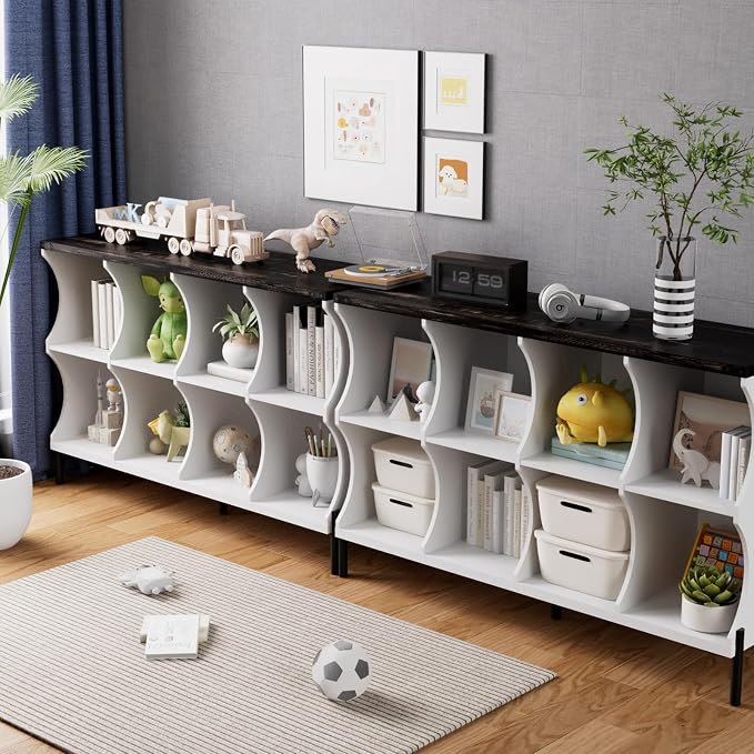 8 Cube Storage Shelf Organizer, Low Book Shelf Bookcase Entryway Table - Image 6