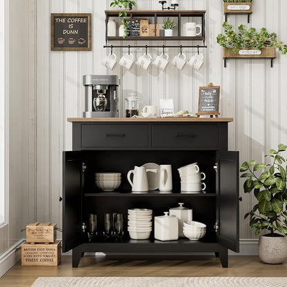 HORSTORS Farmhouse Kitchen Storage Cabinet, Small Buffet, Coffee Bar - Image 7