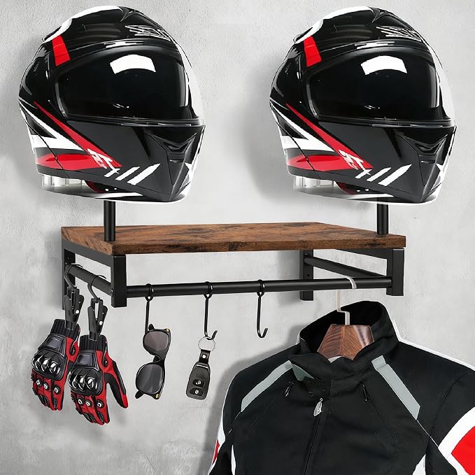 Motorcycle Helmet Holder Wall Mount, Gear Storage Rack by Unknown