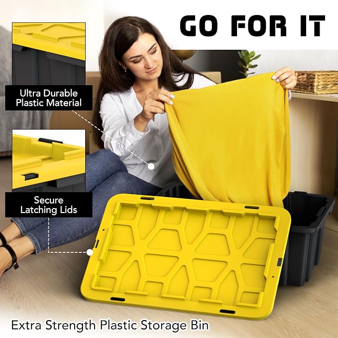 Lifetime Home 8 PACK of Medium 12 Gallon Plastic Storage Bin Tote Organizing - Image 3
