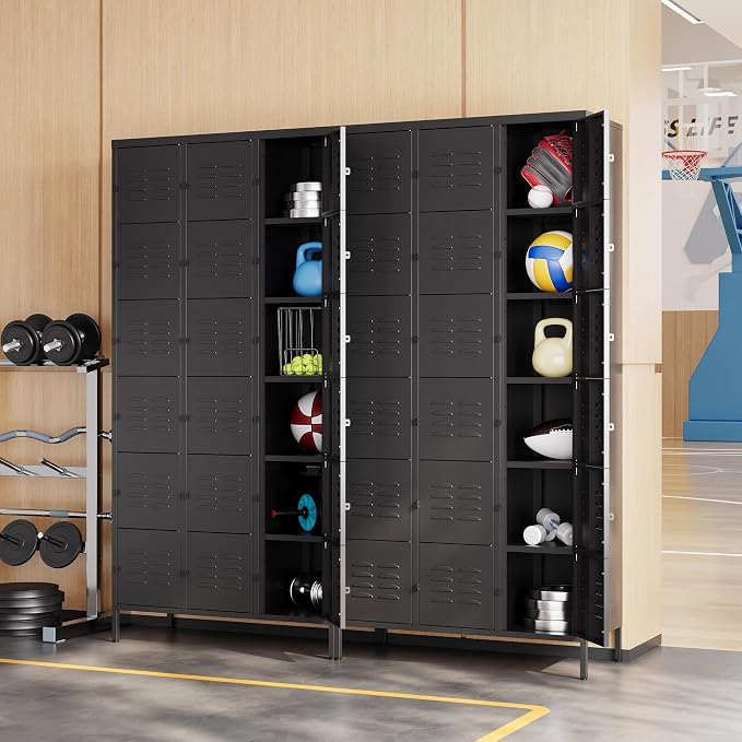 Metal Locker with 18 Doors Employees Locker, Metal Storage Locker with Hooks - Image 2