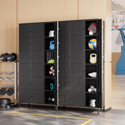 Metal Locker with 18 Doors Employees Locker, Metal Storage Locker with Hooks - Image 2