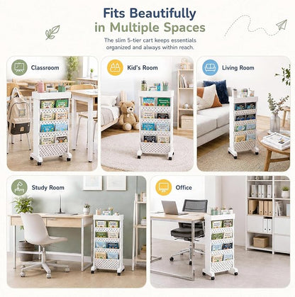 5-Tier Rolling Bookshelf Cart - Image 7
