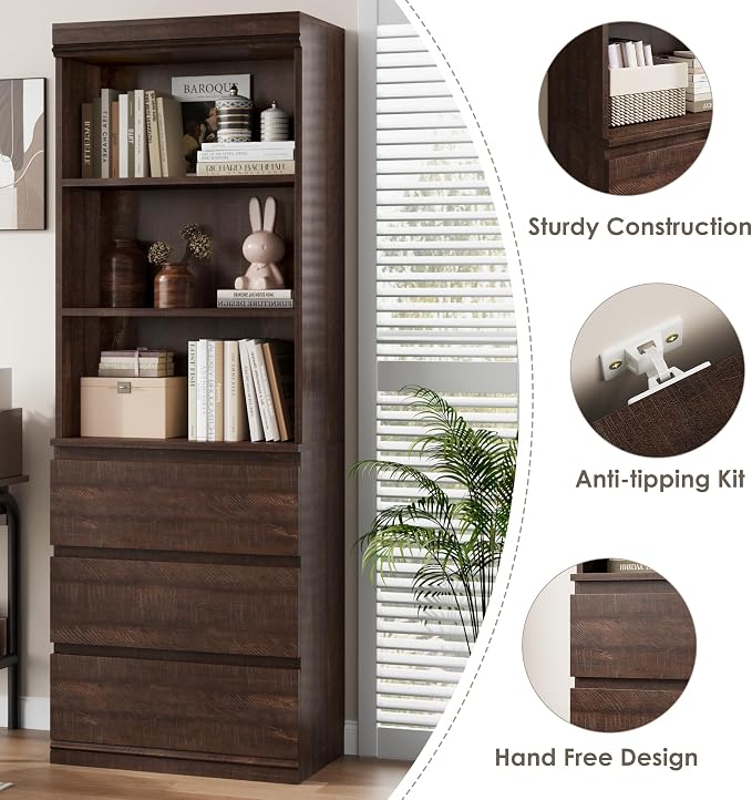 GarveeHome 70" Tall Bookcase - Image 3