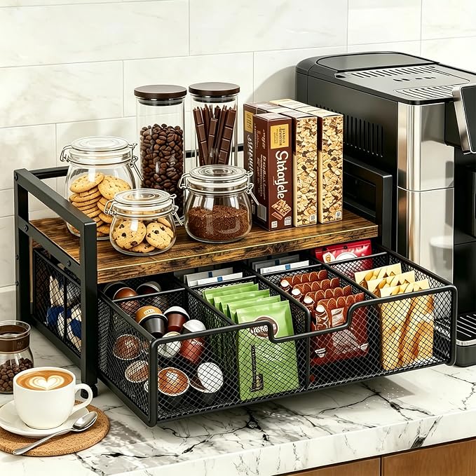 Tea Bag Organizer for Kitchen Countertop, Wooden Tea Box Organizer - Image 7