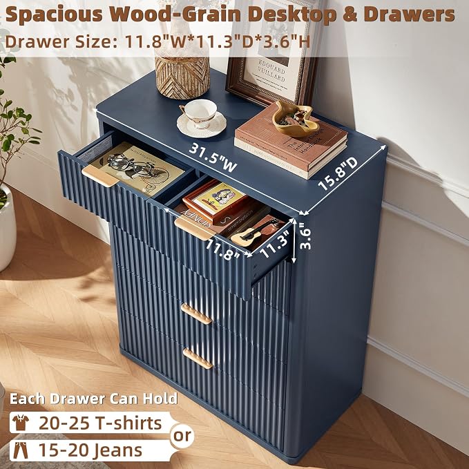 LEYAOYAO Fluted 6 Drawers Dresser - Image 6