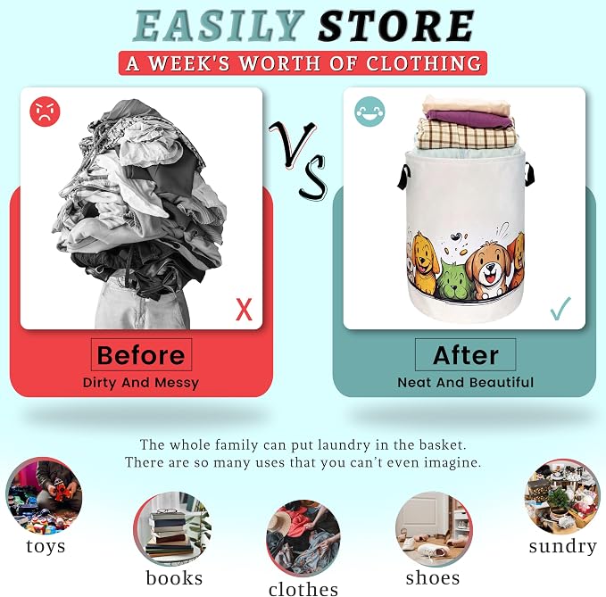 Happy Colorful Dogs Laundry Hamper - Image 3