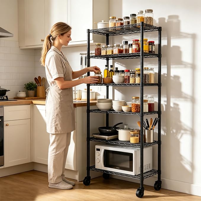 REGILLER 6-Wire Shelving Metal Storage Rack Adjustable Shelves, Standing - Image 2