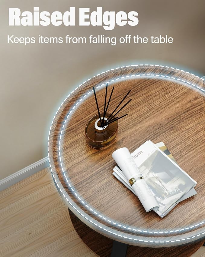 Small Round End Table, 2-Tier Side Table - Image 5