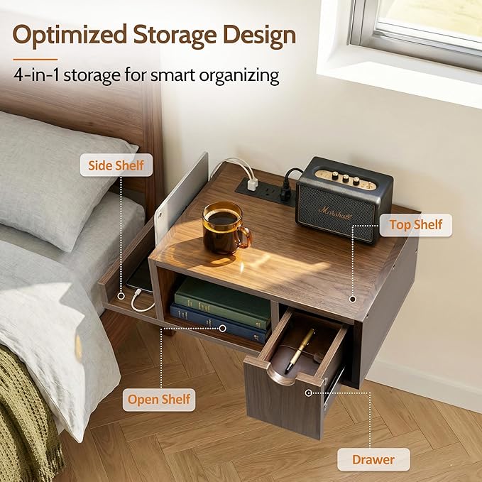 Afuly Walnut Floating Nightstand - Image 7