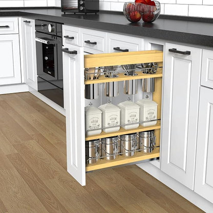 Pull Out Cabinet Organizer 8" Soft-Close Wood Pullout Shelf Organizer - Image 3