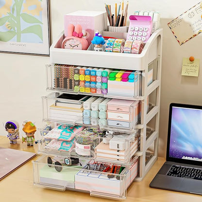Desk Organizer with 4 Drawer Storage, Desktop Drawers Organizer - Image 2